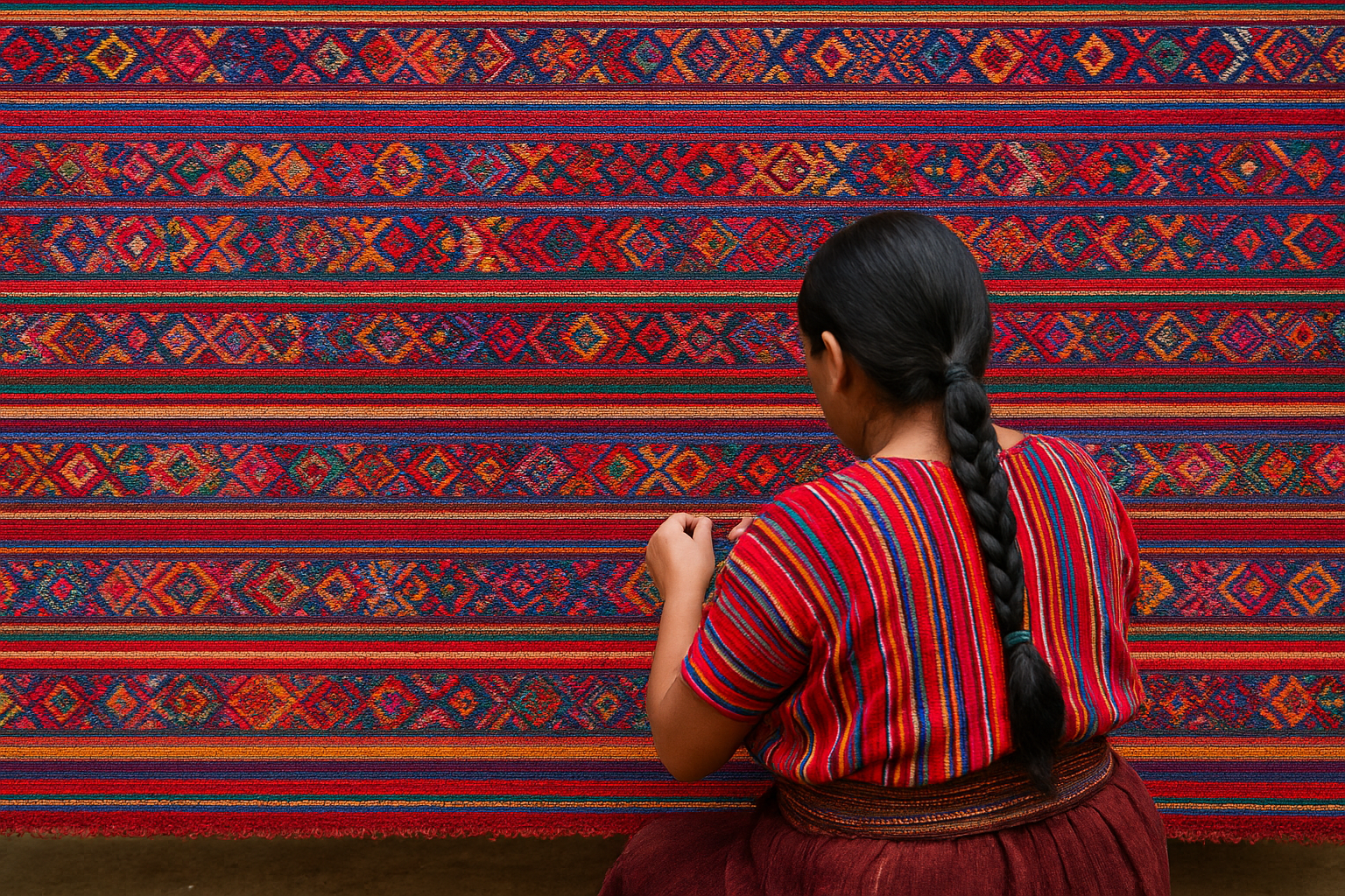 How Artisanal Services Influence Event Perception and Quality – Body – close-up of traditional handwoven fabric with vibrant indigenous patt